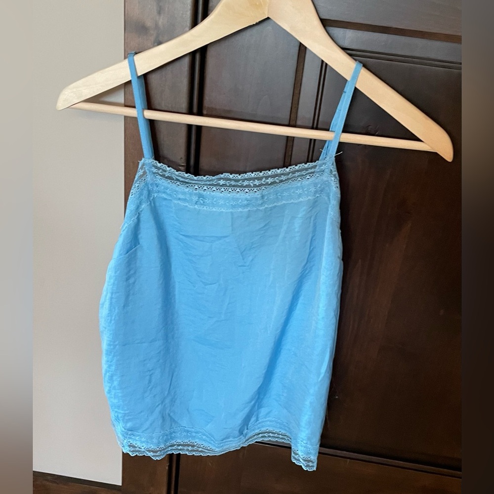 Women's Blue Lace Trim Cami Top